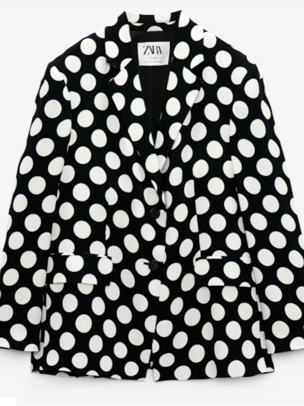 Zara Black and White Polka Dot Oversized Blazer